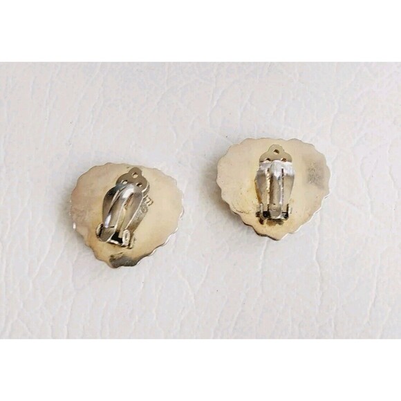 Taxco Mexico 925 Sterling Beaded Edge Heart Clip On Earrings 1" 21g - Picture 4 of 7